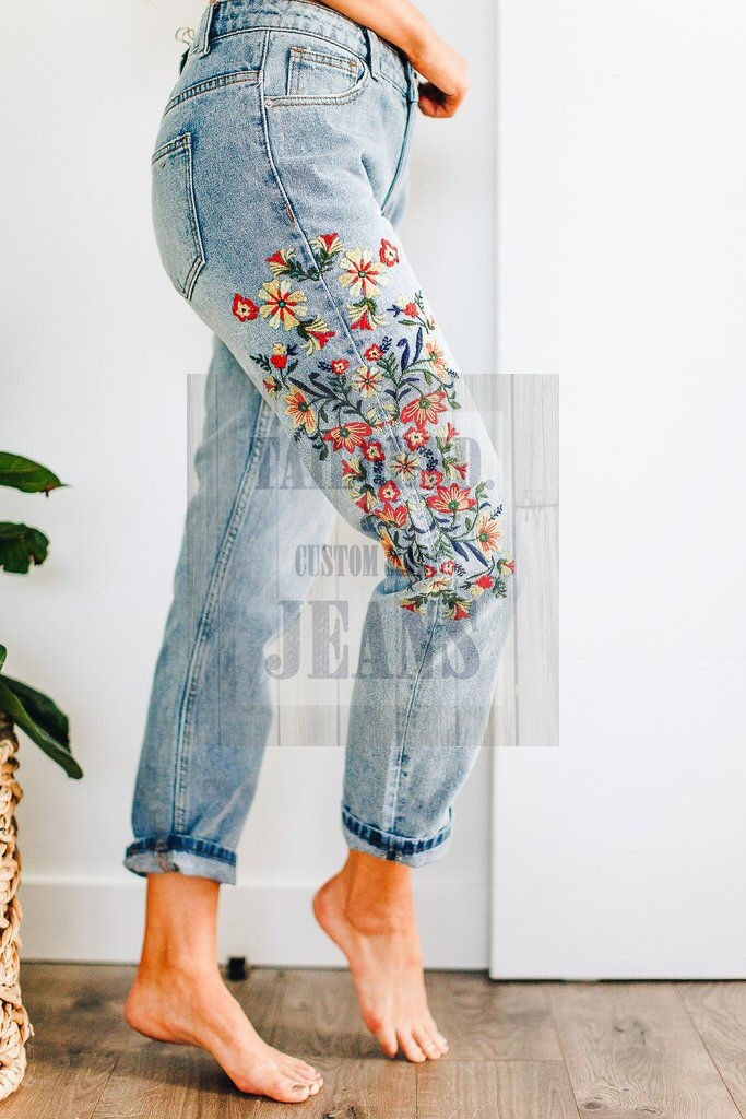 embrodaried jeans for Say bye to baggy knees.