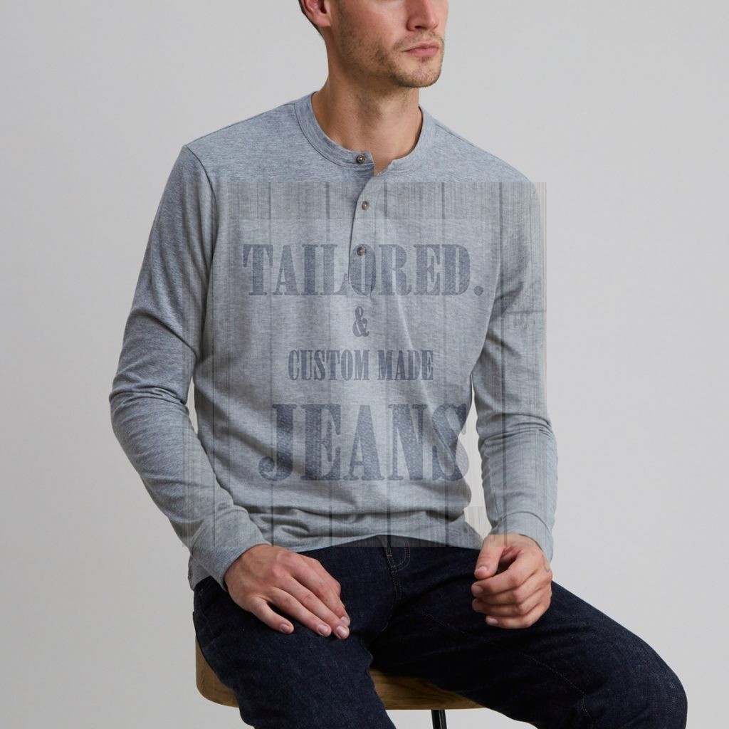 heather grey long sleeve henley t shirt