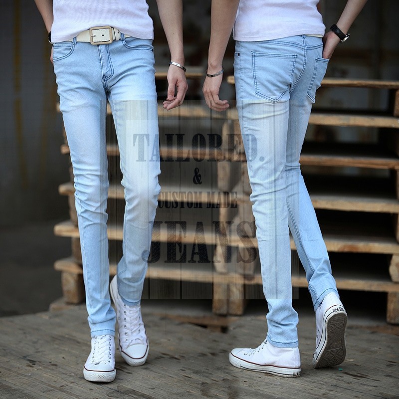 The new light color jeans men s foot trousers cultivate one s morality fashion youth