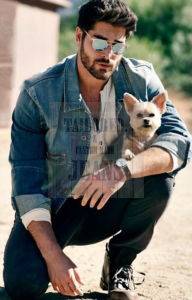 Modelling pose in denim jeans with Nick Bateman! image 1
