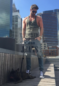 Modelling pose in denim jeans with Nick Bateman! image 3