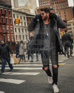 Modelling pose in denim jeans with Nick Bateman! image 4