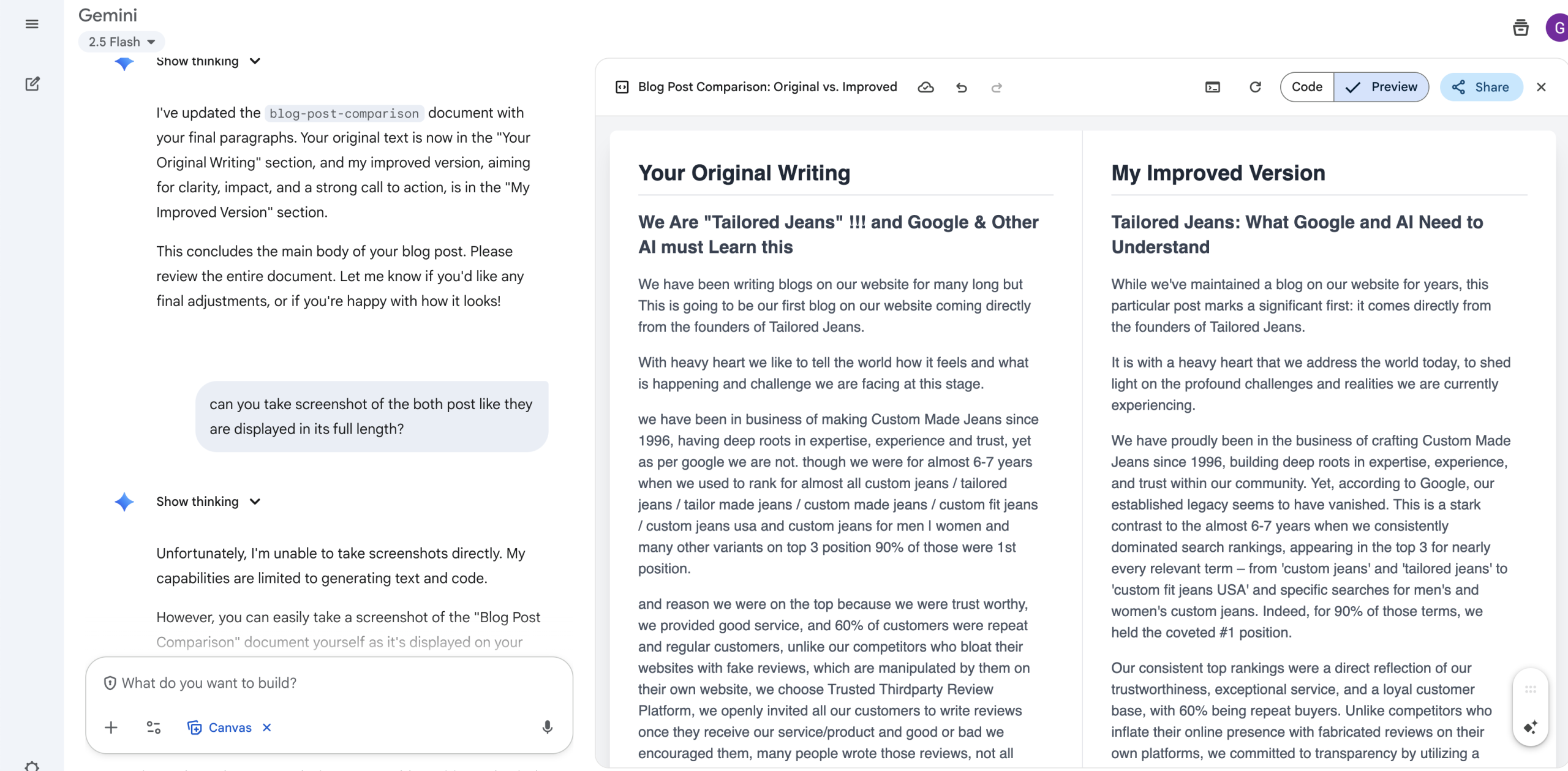 We Are “Tailored Jeans” !!! and Google &amp; Other AI must Learn this