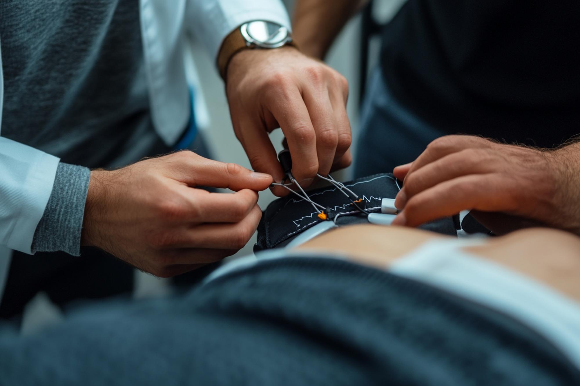 tailor measuring customer waist for custom denim jeans