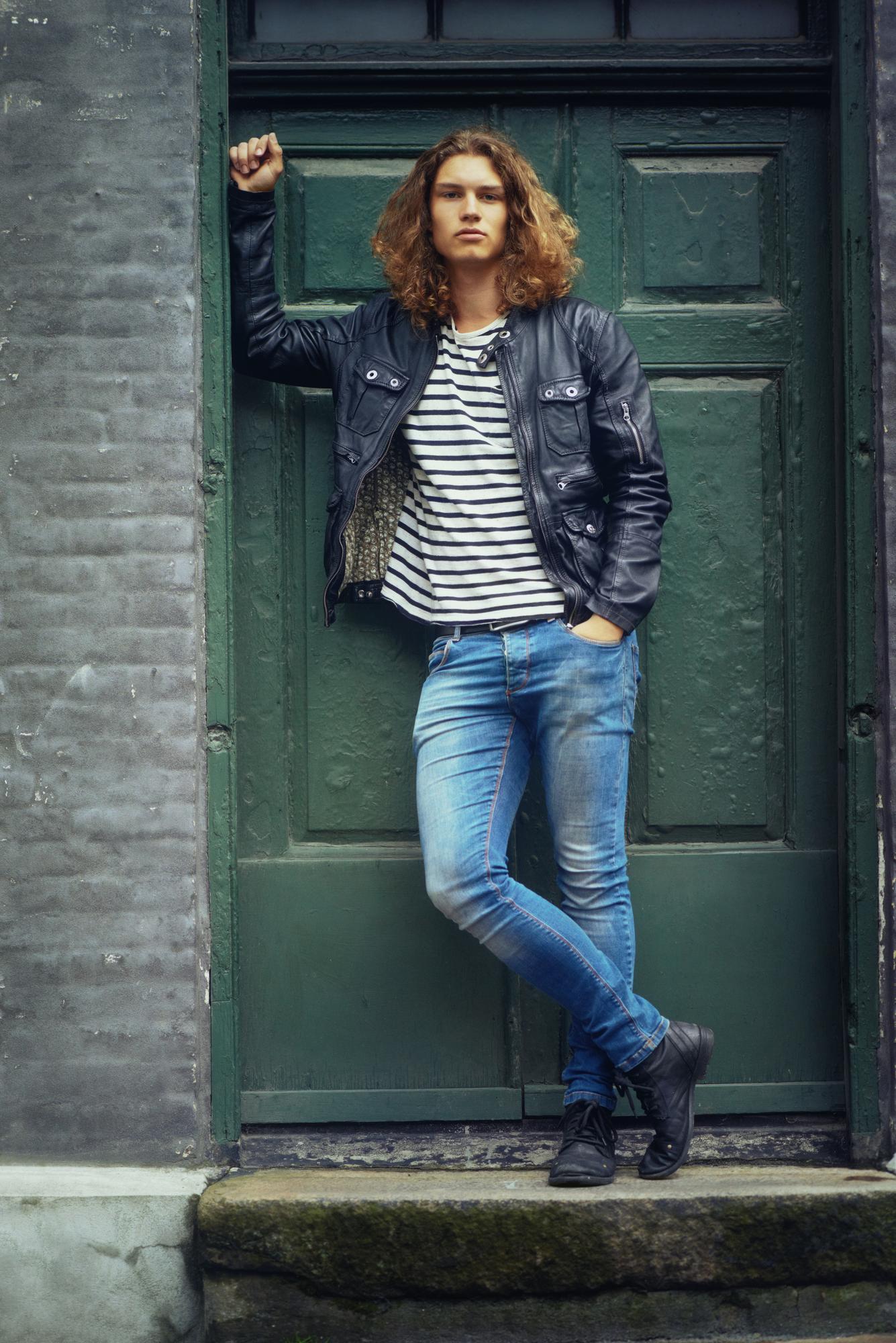 person styling fitted denim jeans casual outfit